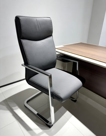 High-back Leather Bow-shaped Reception Chair