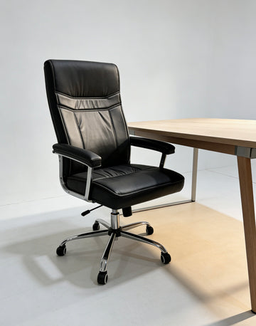 High-back leather bow-shaped executive chair
