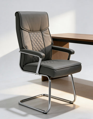 High-back leather bow-shaped reception chair