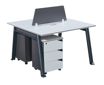 Two-person staff office desk and chair set