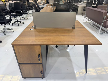 Two-person wooden staff desk